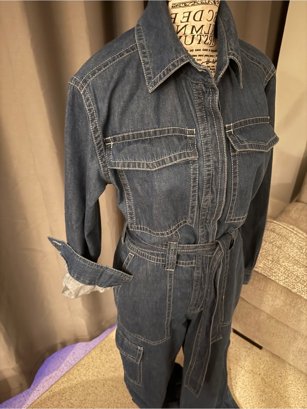 Banana Republic Dark Blue Denim Utility Jumpsuit